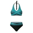 thumbnail image 4 of EHRWE Women High Waisted Bikini Sexy Push Up Two Piece Swimsuits Vintage Swimsuit Two Piece Retro Ruched High Waist Print Bikini Set Mint Green, Sizes S-2XL, 4 of 7