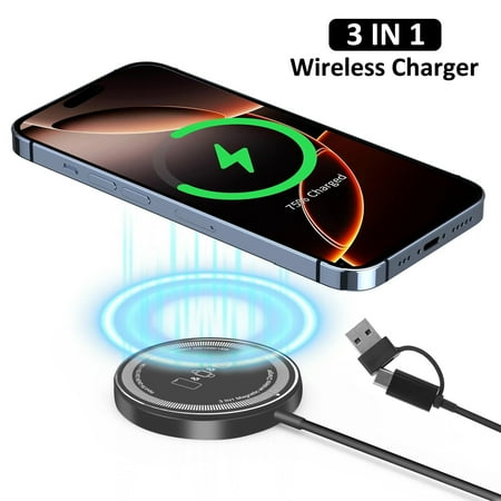 Wireless Charger – 3 in 1 Magnetic Fast Wireless Charging Pad Compatible with iPhone 16/15/14/13/12 & AirPods & iWatch(Black) 1 Pack Wireless Charger – 3 in 1 Magnetic Fast Wireless Charging Pad Compatible with iPhone 16/15/14/13/12 & AirPods & iWatch(Black) 1 Pack
