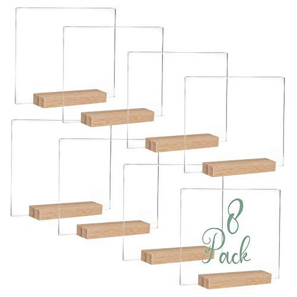 Acrylic Countertop Sign Holder with Wood Block Base - 4x6-Mfblouin