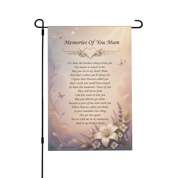 Memorial Garden Flag for Mom I Miss You Mum Remembrance Grave Decoration Sympathy Outdoor Yard Flag 12x18 in