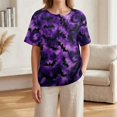 thumbnail image 5 of Womens Halloween Shirts Skeleton Ghost Loose Fit Henley Fall Blouse Castle Print Short Sleeve Casual Horror T-Shirt S, 5 of 7