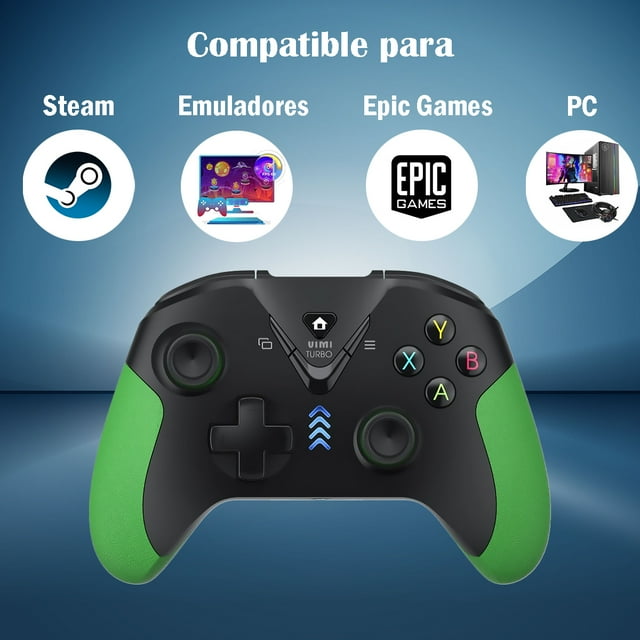 Control Alambrico Para Pc Emuladores Steam Vibración Negro Con Verde