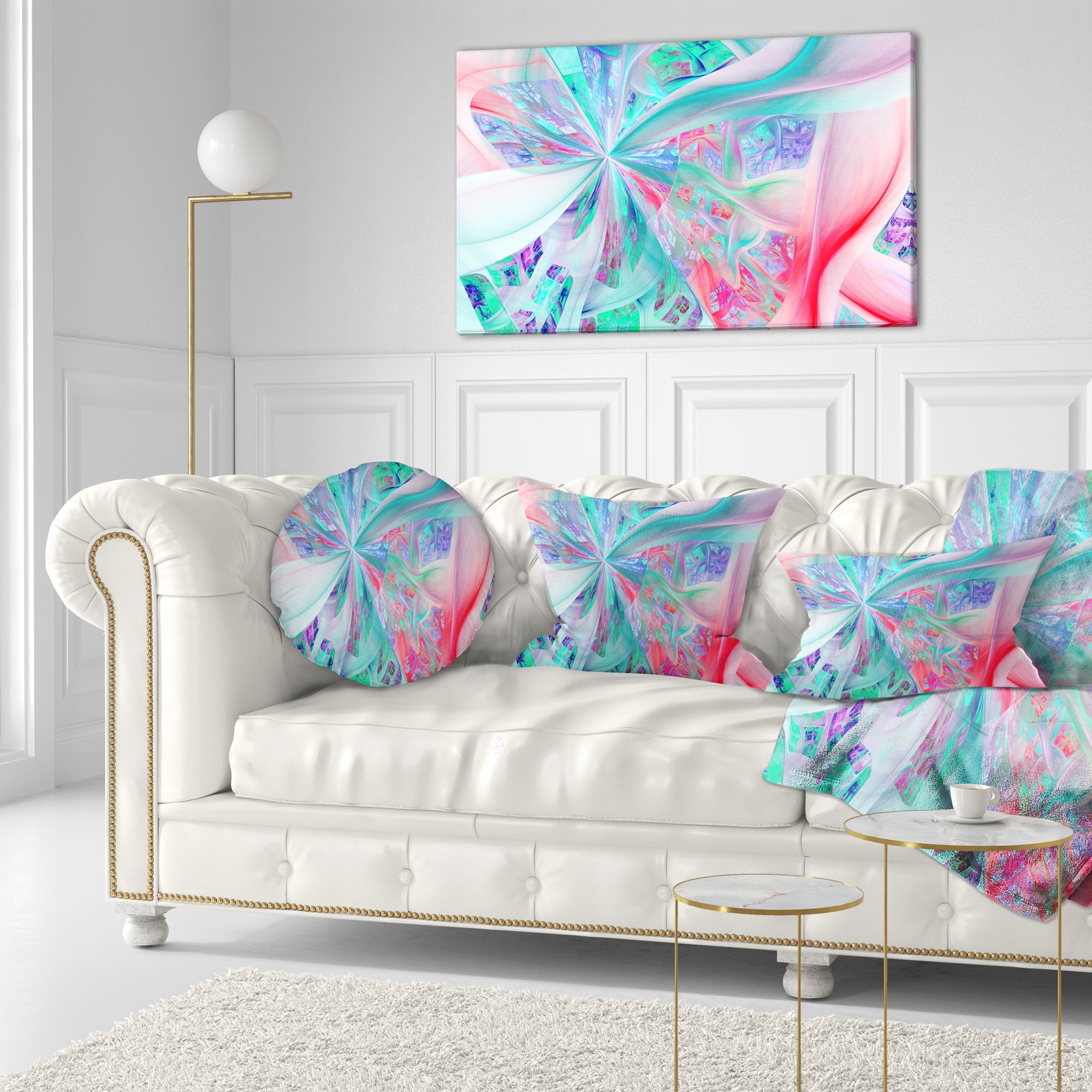 Designart Multi Color Fractal Exotic Plant Stems - Abstract Throw Pillow - 12x20