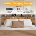 thumbnail image 4 of King Bed Frame, King Size Bed Frame with Storage Headboard, Farmhouse Platform Bed Frame with Charging Station and LED Lights, Sturdy Wooden Slats, No Mattress Required, No Noise，Brown, 4 of 8