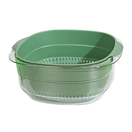 

ZKCCNUK Double Layer Dr-ain Basket 2 In 1 Fruit And Vegetable Colander Strainer Basket Dr-ain Basket For Kitchen And Living Room on Clearance