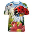 thumbnail image 5 of Ladybug Floral Garden-6 Women's Short Sleeve Tops Casual Blouses T Shirt, 5 of 6