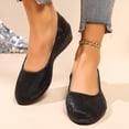 thumbnail image 4 of Black Ladies Casual Spring Summer Wedge Heel Shoes Round Toe Low Heel Shallow Mouth Flock, 4 of 7