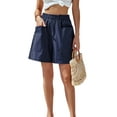 thumbnail image 3 of Gvmfive Women Elastic Waist Pockets Loose Shorts Summer Casual Cotton Beach Shorts, 3 of 5