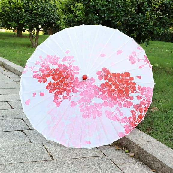 Chinese Silk Cloth Umbrella Classical Style Decorative Umbrella Oil Paper Umbrel Windproof Rain Sun and UV Resistant Portable Folding Compact Travel Umbrella