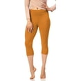 thumbnail image 3 of LMB Capri Leggings for Women Buttery Soft Polyester Fabric, Mustard, XL - 3XL, 3 of 3