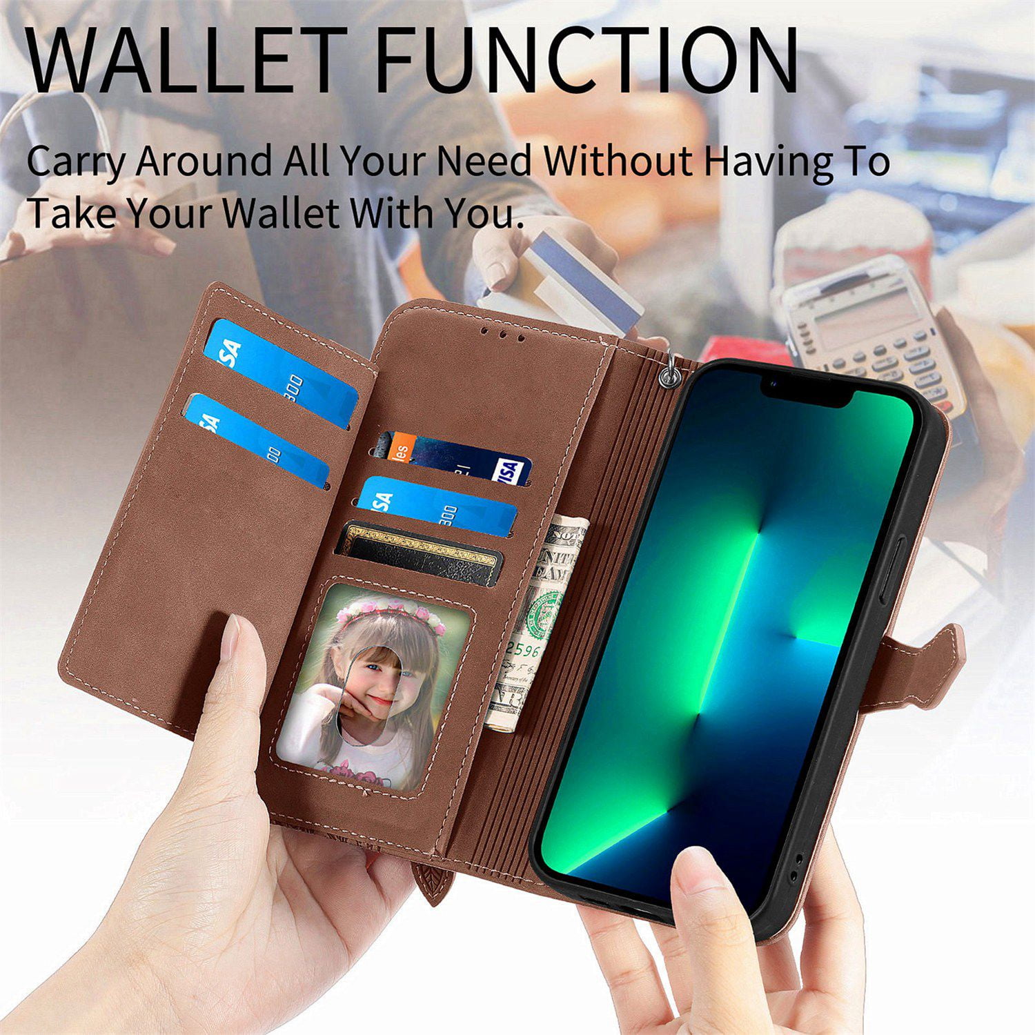 ETFAST Wallet Multi Card Slot Flip Zipper Leather Case For OPPO Reno 11Pro 11F Reno 10 Pro Plus Reno 9 Pro Plus 8Pro 8Lite 8T Reno 7 Pro 6 Pro Plus Reno 5 5A 5F 5Lite 5Z Phone case