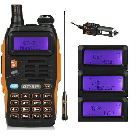 Baofeng GT-3TP MarkIII TP 1/4/8Watt High Power Dual-Band 136-174/400-520MHz Ham Two-way Radio Walkie Talkie with Car