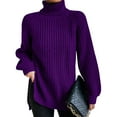 thumbnail image 5 of sunsanly Turtleneck Raglan Long Sleeves Side Split Hem Women Sweater Winter Solid Color Loose Warm Sweater Jumper, 5 of 8