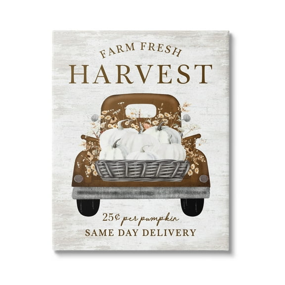 Stupell Industries Farm Pumpkin Harvest Holiday Painting Gallery Wrapped Canvas Art Print Wall Art, 24 x 30