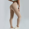 thumbnail image 7 of pstuiky Workout Leggings for Women, Solid Color Athletic Long Elastic Seamless Hip Lifting High Waisted Pants Simple Gym Pants Women Khaki XXXL, 7 of 7