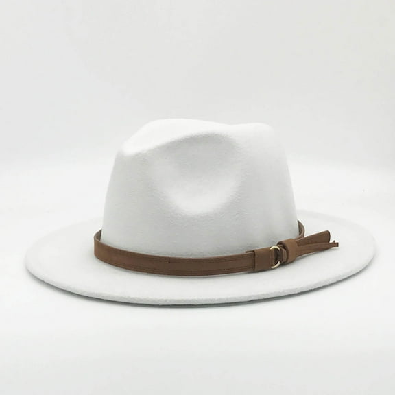 White Women's Berets, Windfall Men & Women Vintage Wide Brim Fedora Hat With Belt Buckle,Women's Accessories Berets