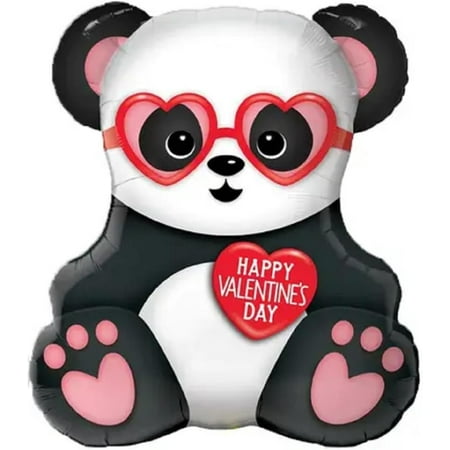 PMU Valentine's Day Panda Bear 32in Mylar-Foil Balloon (1/pkg)Pkg/1