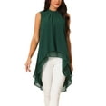 thumbnail image 1 of INSPIRAR CHIC Blusas sin mangas de gasa para mujer con cuello alto, lazo en la espalda, dobladillo asimétrico, camiseta de verano M Verde Oscuro, 1 of 6