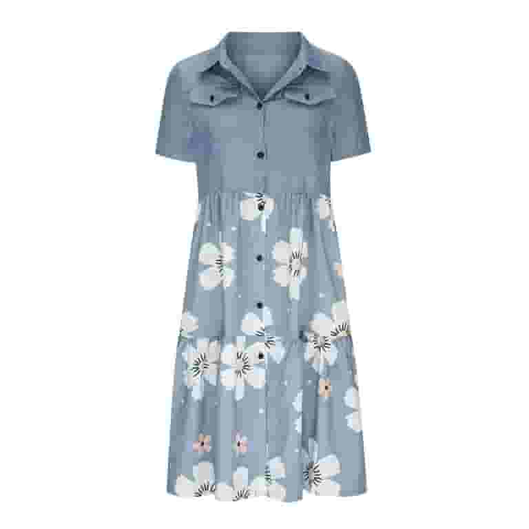 Oversized Puff Summer Smock Denim Dress for Women Plus Size Oversized Puff Summer Smock Denim Dress for Women Plus Size