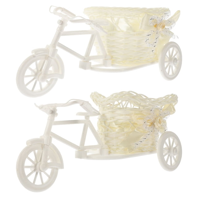 Minkissy 2pcs Rattan Tricycle Decoration Plastic Simple Style DIY Craft Women Weddings