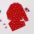 thumbnail image 4 of Women's Christmas Pajama Sets Button-Down Long-Sleeve Shirt with Pants Holiday Gifts Snowflake Print Loungewear Set Red S, 4 of 9