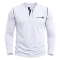 thumbnail image 3 of ZyeKqe Mens Long Sleeve Tops Knitted Button Front Crewneck Casual Lightweight Comfy Workout Athletic Shirts with Pocket, 3 of 6