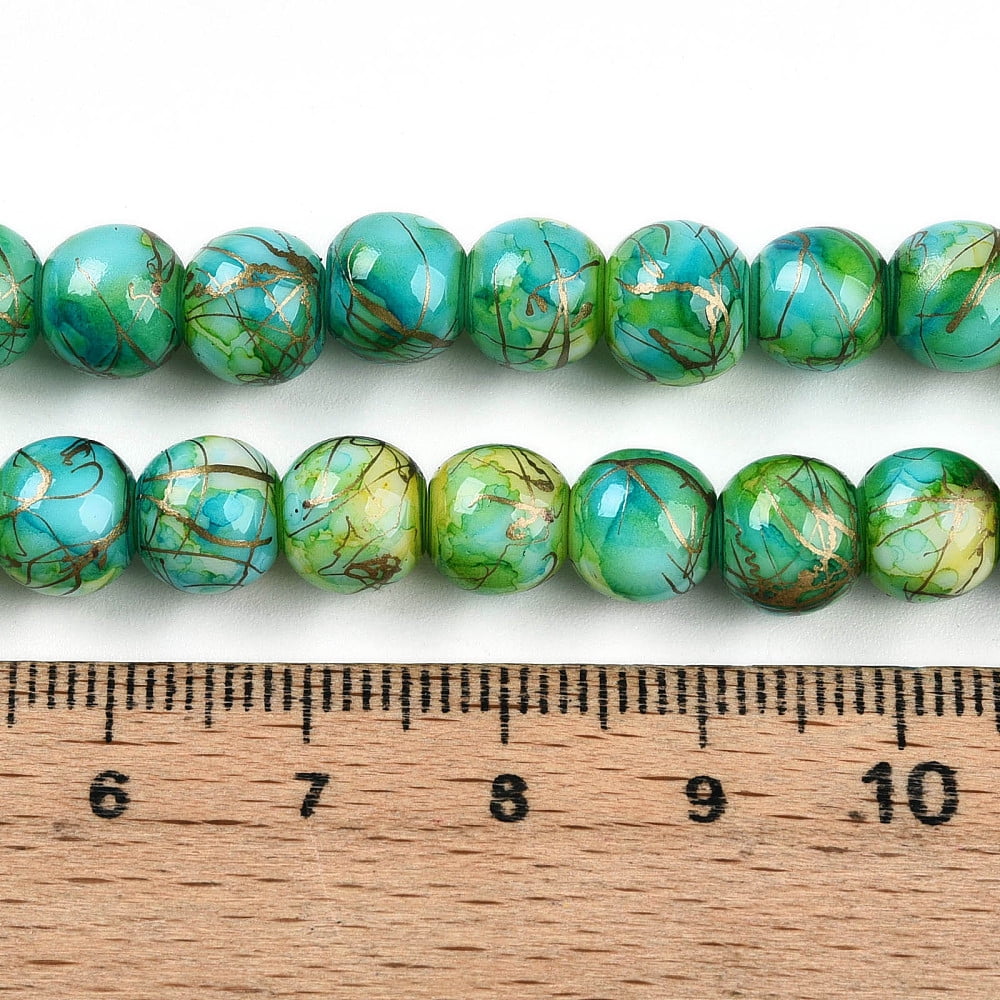 Baking Painted Glass Beads Strands Drawbench style Round Lime Green 7.5~8mm Hole: 1.2mm 102~119pcs/strand 29.53~34.25 inch(75~87cm)
