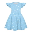 thumbnail image 2 of Abcomgle Girls Beach Dress Casual A-Line Flutter Sleeve Tshirt Dresses Polka Dot Basic Crew Neck Swing Sundresses for 4-14t Kids,Light Blue, 2 of 4