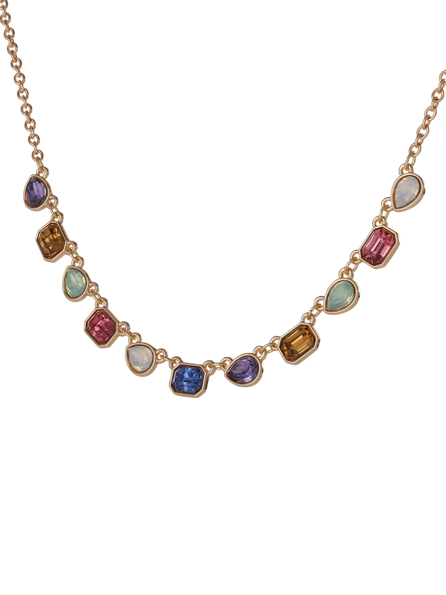 Jessica Simpson Women's Multi Color Stone Necklace, 18" + 3" Extender