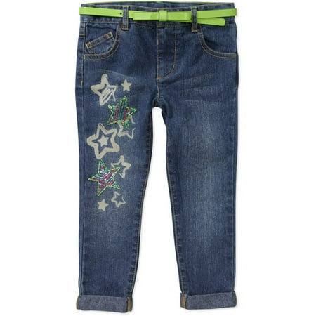 Healthtex Baby Girls' Star Belted Denim Jean