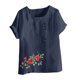 thumbnail image 4 of Vestidos Casuales Para Mujer, Blusas De Mujer De Moda Blusa informal de lino con cuello redondo, manga corta y botones para mujer, 4 of 4