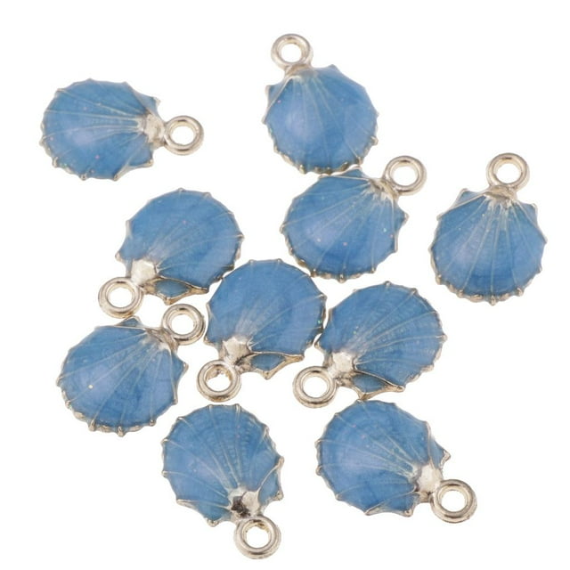 10 Pedazos Colgante de Shell de Concha para Ornamento Boda , Compromiso, de Graduación, Cumpleaños Azul Salvador Dali encantos de concha marina para pulseras