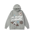 thumbnail image 1 of Sweat à Capuche Planète Cassé Tendance Américaine Imprimé Amusant de Rue plus Velours design Ample, 1 of 5