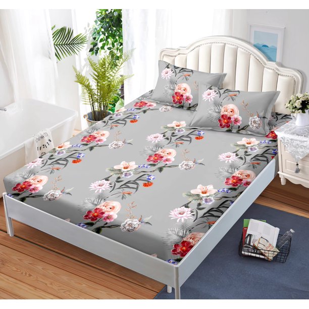 Fitted Sheet Flower Painting Highend Decorative Pattern Printed Bedding