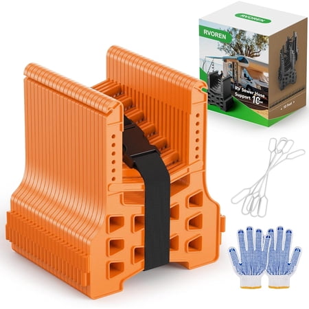 RV Sewer Hose Support for Camper with Height-Adjustable and Slope Design, 15ft Sewer Hose Support for RV Camper, Sunset Orange, Made of ABS, Easy to Set Up - RV & Trailer Covers Accessory
