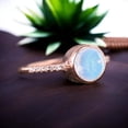 thumbnail image 2 of Vintage Moonstone Engagement Ring CZ Diamond Proposal Ring Rose Gold Bezel Set Alternative Fine Women Jewelry Christmas Gift For Wife, 2 of 4