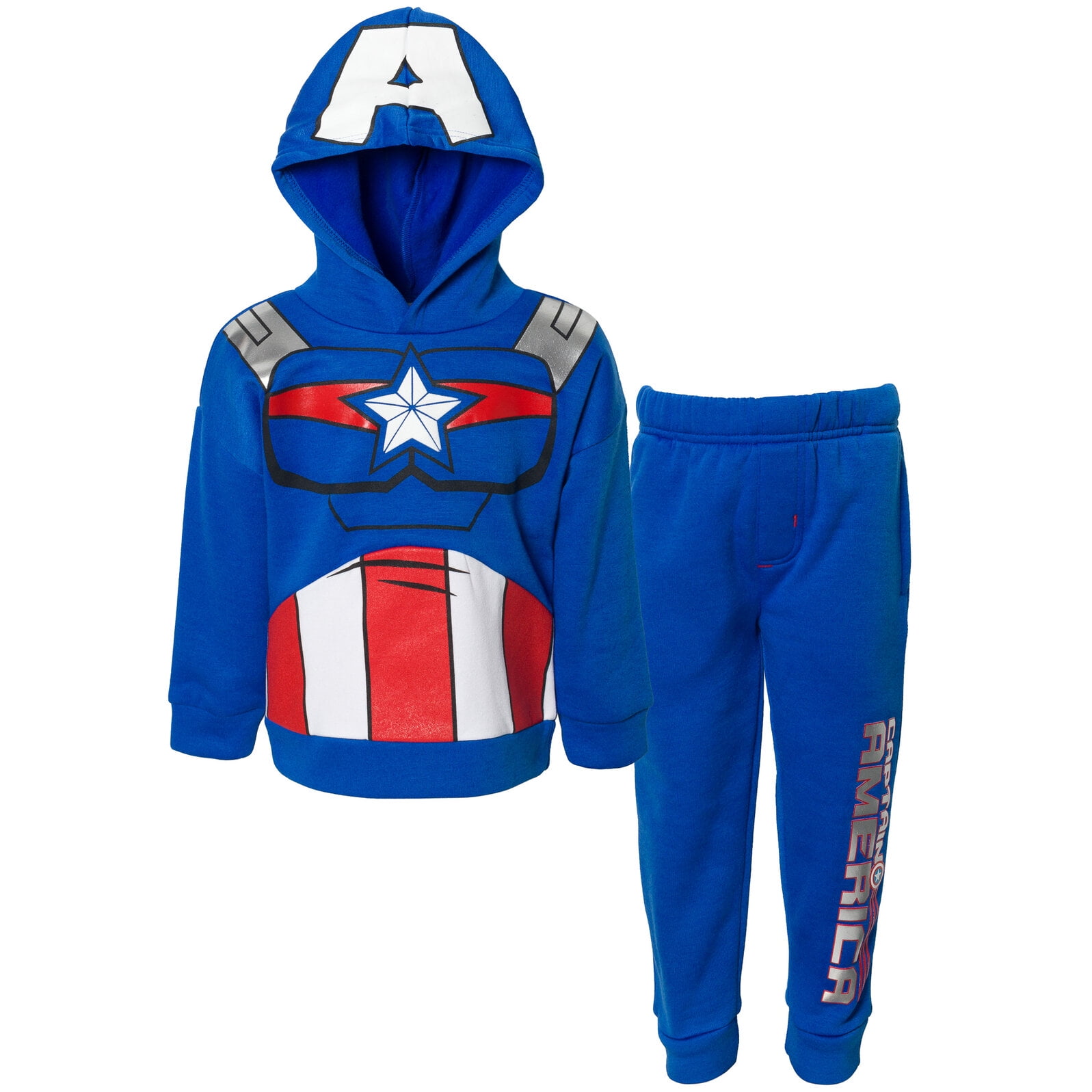 Marvel Avengers Toddler Boy or Girl Cosplay Fleece Hoodie and Pants Set Captain America Blue