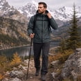 thumbnail image 3 of Youthup Men's Packable Hooded Long Coat - 3D Tailored Loose Fit Outdoor Commuter Jacket with Multiple Pockets, 3 of 13