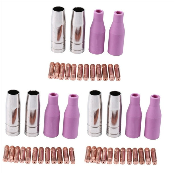 Mig Conjunto de Boquillas 48 Piezas AK15 para Soldar Antorcha Tapa Contacto con Punta 0,8 mm MB15 Accesorios de CeráMica
