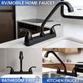 thumbnail image 3 of RV Camper Kitchen Sink Faucet, 8 Inch Centerset 2 Handles Design, High Arc 360° Swivel Spout, Compatible with 8in 2/3 Holes Sinks for Motorhomes, Travel Trailers & Mobile Kitchens, Matte Black, 3 of 9