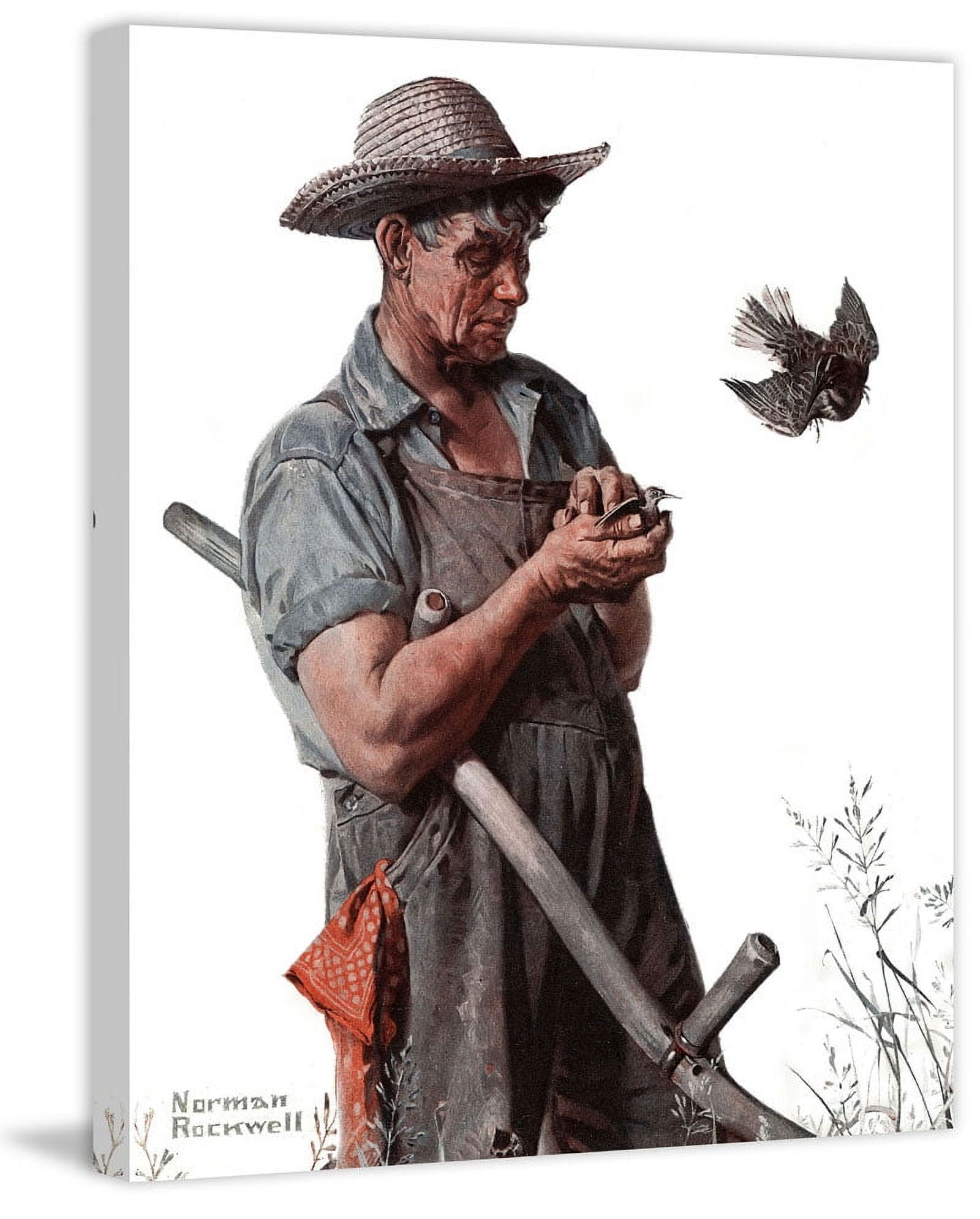 Marmont Hill 'Farmer And The Bird' by Norman Rockwell Painting Print on Wrapped Canvas