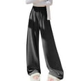 thumbnail image 2 of Fengqque Women's Striped Wide Leg Pants Elastic Waist Drawstring Baggy Casual Palazzo Trousers Black L(L), 2 of 7