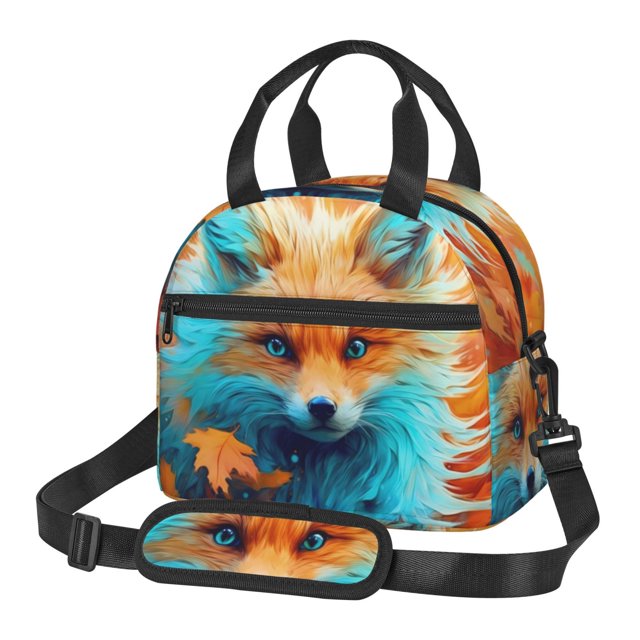 Balery Fiery Red Maple Leaf Fox Bolsa de Almuerzo Impresa, Caja de Almuerzo Reutilizable, Bolsa Térmica Aislada para Almuerzo, Bolsa Antiderrames