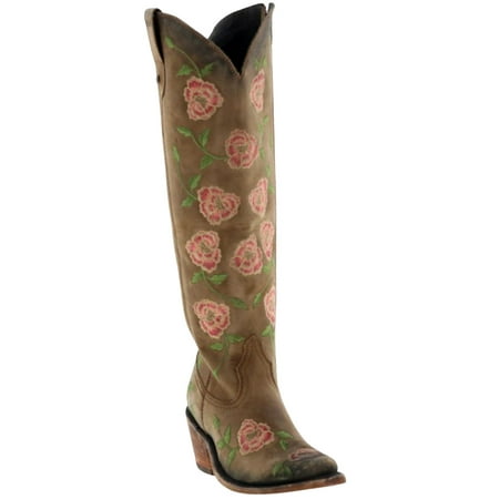 

Liberty Black Women s Botas Caborca For Garden Embroidered Floral Western Tall Boot Tan 7 M US