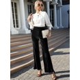 thumbnail image 6 of Women'S Velvet Elastic Waist Flare Leg Palazzo Long Pants Trousers Bell Bottom Casual Streetwear Trousers Black L, 6 of 9