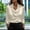 Beige women's satin blouse a1, variant on Women's 3/4 Sleeve Satin Blouse Elegant Collared Business Shirt Summer Trendy Work Tops Professional Office Wear, Green M