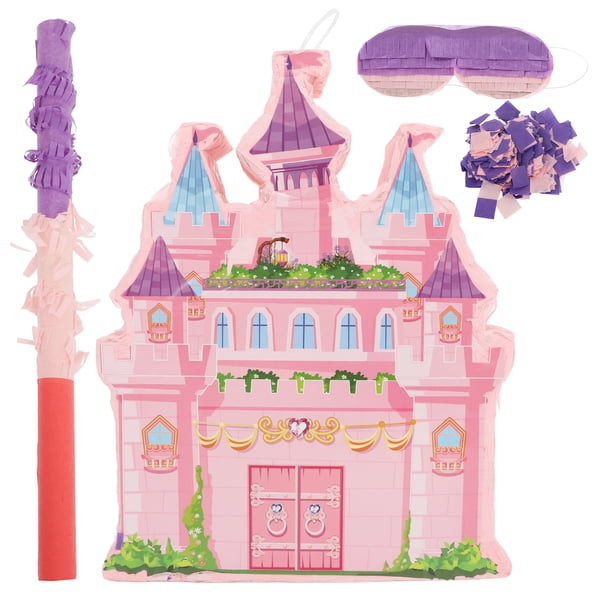 1 juego de piñata para fiesta infantil con diseño en forma de castillo, decoración de cumpleaños de princesa, soporte colgante para dulces, accesorio divertido para fiestas