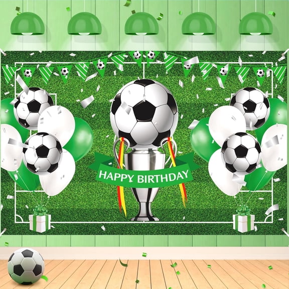 Soccer Happy Birthday Banner for Boys Teens - Large Sport Themed Birthday Banner for Football Parties