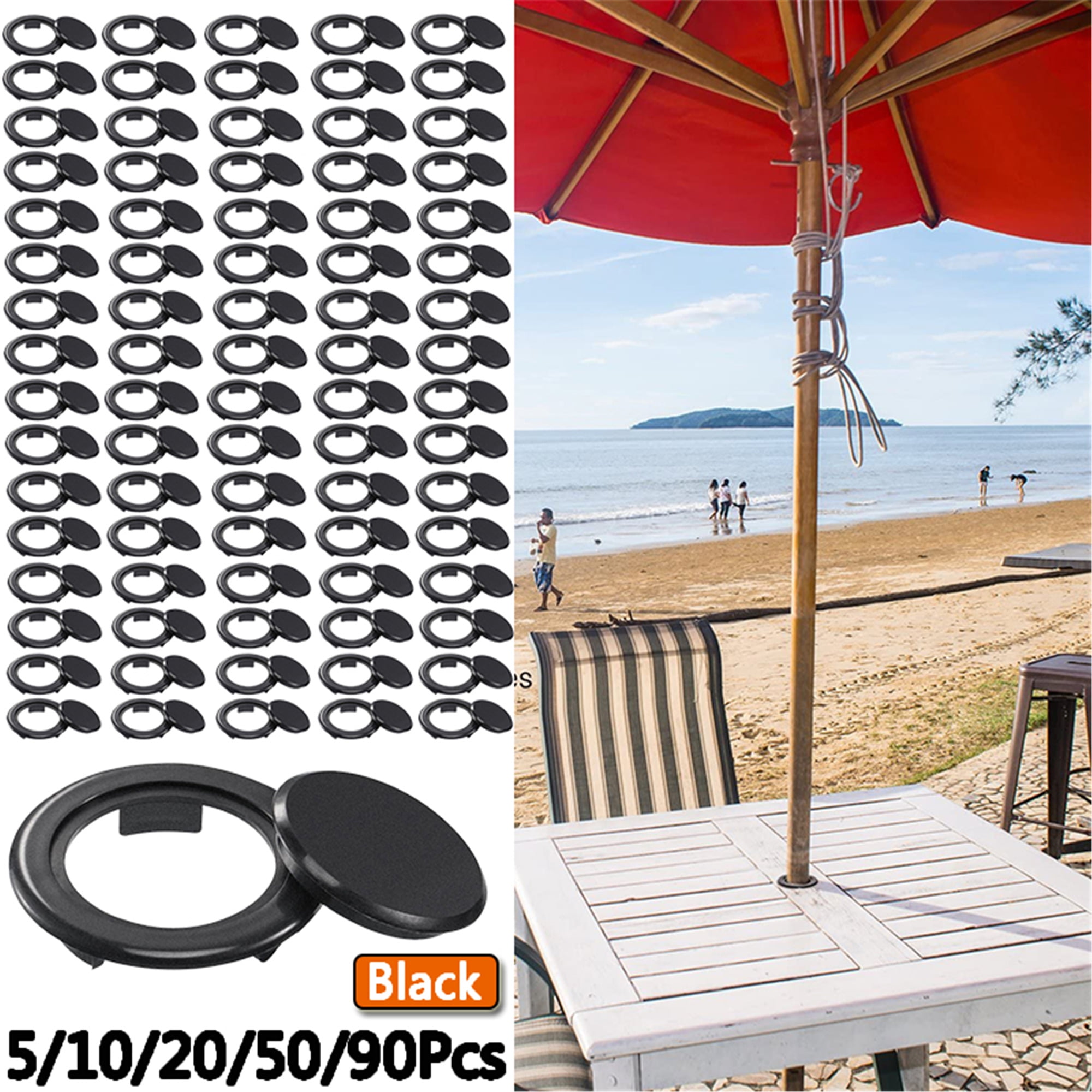 50Pcs Patio Table Umbrella Hole Ring and Cap Set, Elbourn 2 Inch Standard Size Umbrella Thicker