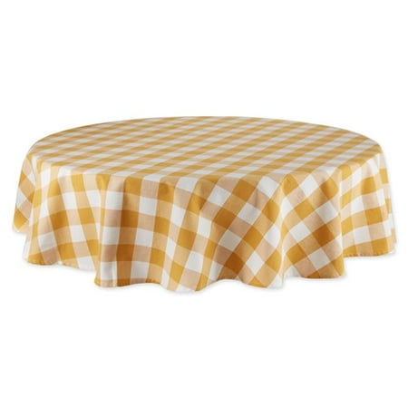 

70 in. Honey Gold Buffalo Check Round Tablecloth